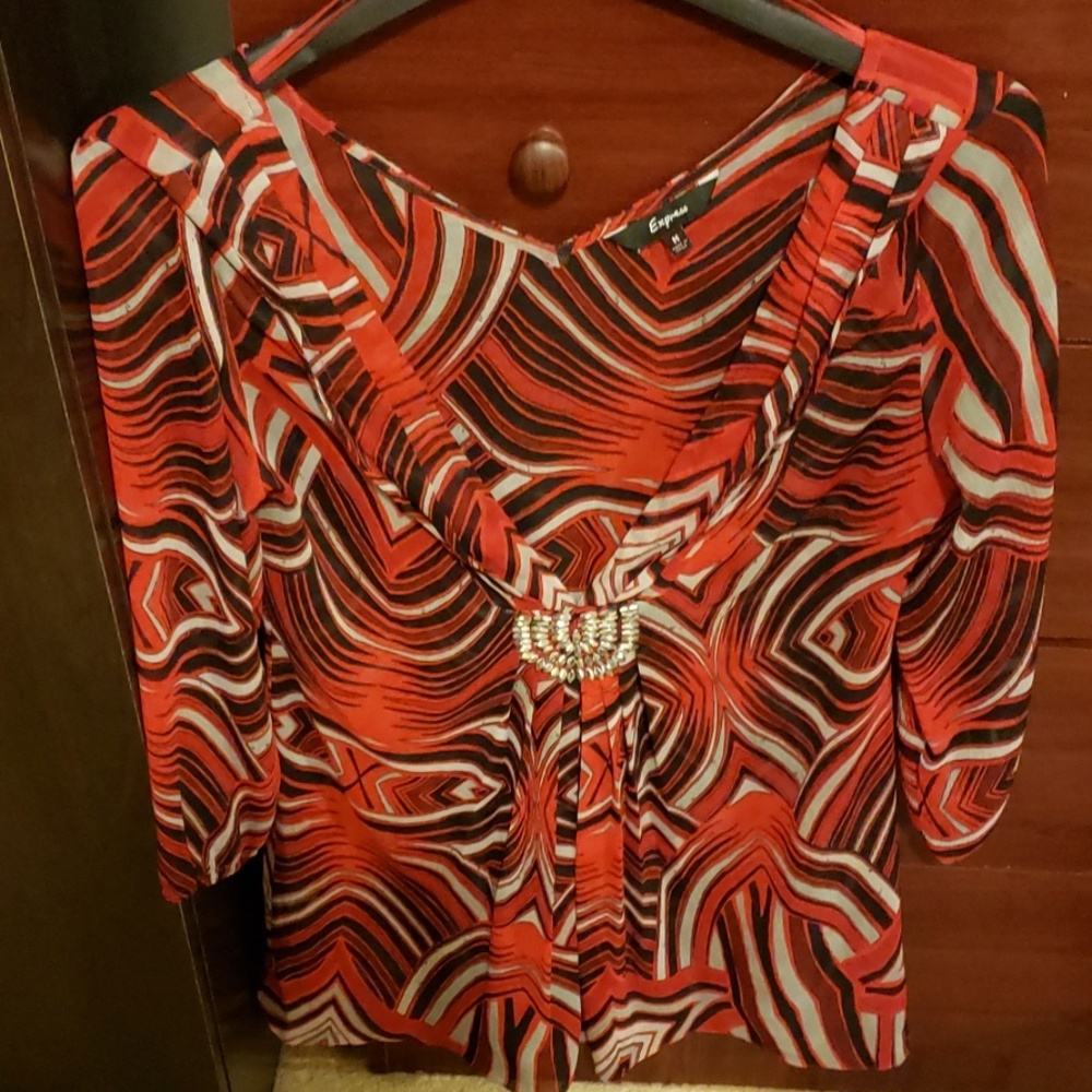 EUC Express Embellished Sheer Tunic Top